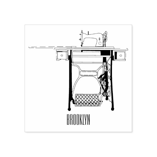 Naaimachine cartoonillustratie rubberstempel (Afrduk)