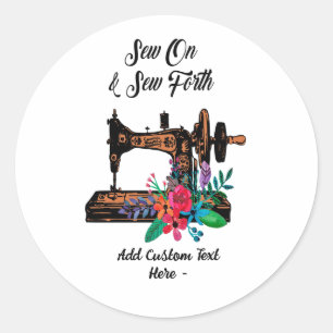 naaimachine Citaat naai op naaigras Ronde Sticker