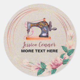 Naaimachine crème off-white Background Ronde Sticker