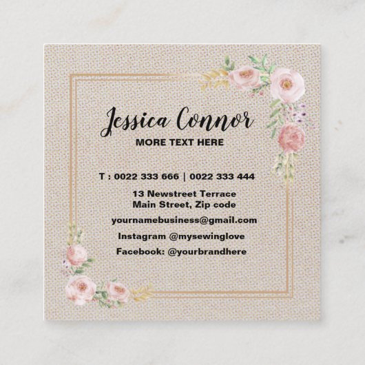 Naaimachine crème off-white Background Vierkante Visitekaartje (Achterkant)