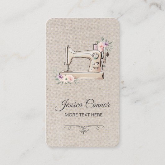 Naaimachine crème off-white Background Visitekaartje (Voorkant)