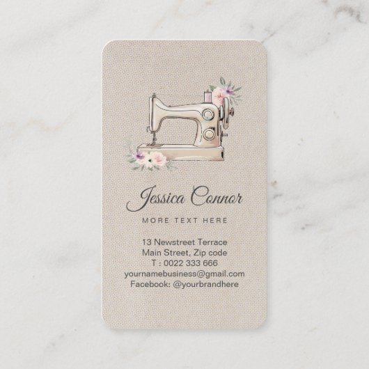 Naaimachine crème off-white Background Visitekaartje (Achterkant)