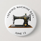 Naaimachine Dag, naaimachine Ronde Button 7,6 Cm (Voorkant)