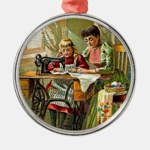 naaimachine "De eerste les" Vintage Metalen Ornament