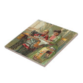 naaimachine "De eerste les" Vintage Tegeltje (Zijkant)