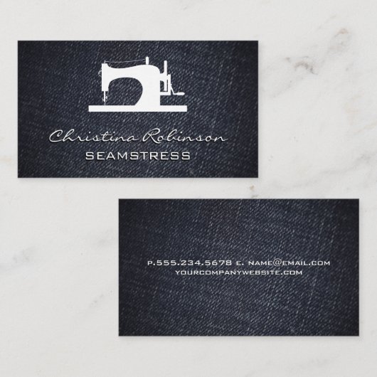 naaimachine | Denim Visitekaartje (Voorkant / Achterkant)