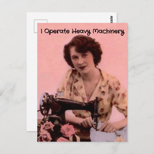 naaimachine die zware machines bedient briefkaart (Voorkant / Achterkant)