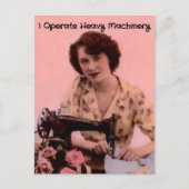 naaimachine die zware machines bedient briefkaart (Voorkant)