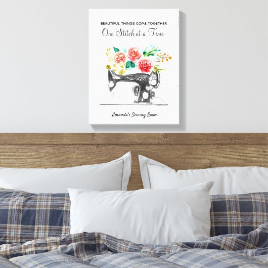 Naaimachine Dressmaker Zwart Wit Quote Canvas Afdruk (Insitu (Slaapkamer))