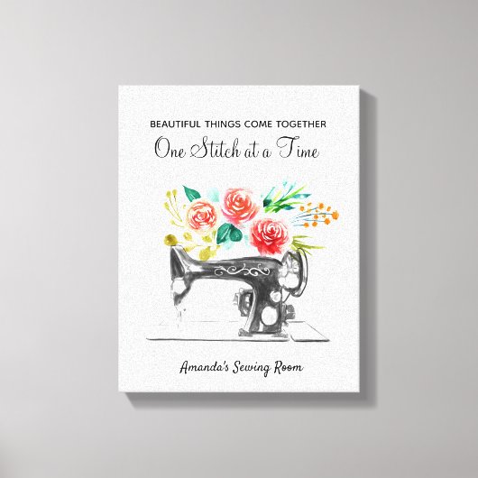 Naaimachine Dressmaker Zwart Wit Quote Canvas Afdruk (Voorkant)