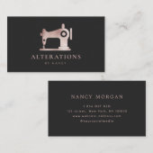 Naaimachine Elegant Roos Gouden Glitter Visitekaartje (Voorkant / Achterkant)