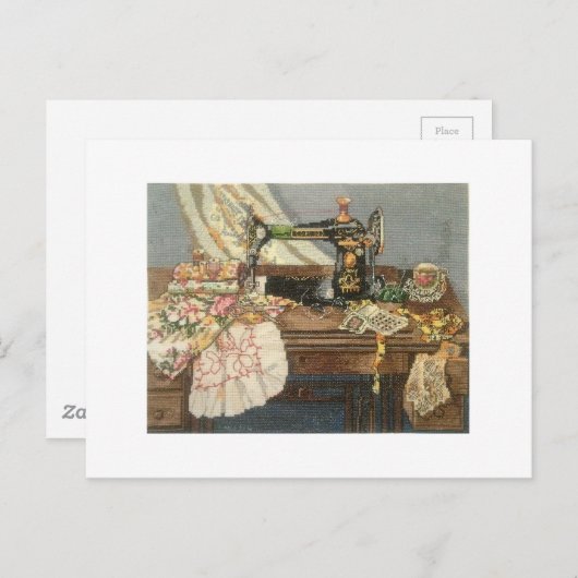 Naaimachine en drukker briefkaart (Voorkant / Achterkant)