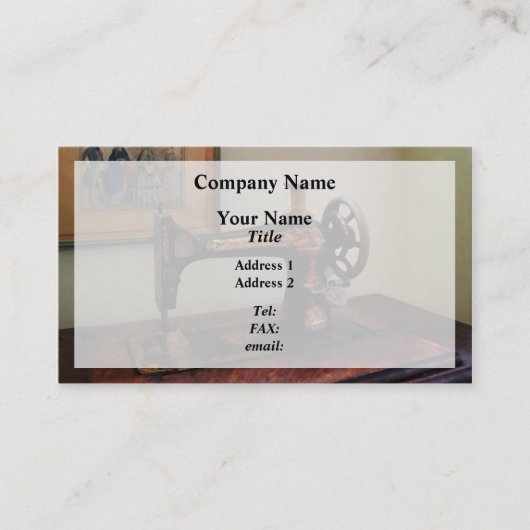 naaimachine en lithograaf visitekaartje (Voorkant)