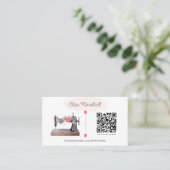  naaimachine en QR-code Boho Floral Visitekaartje (Staand voorkant)