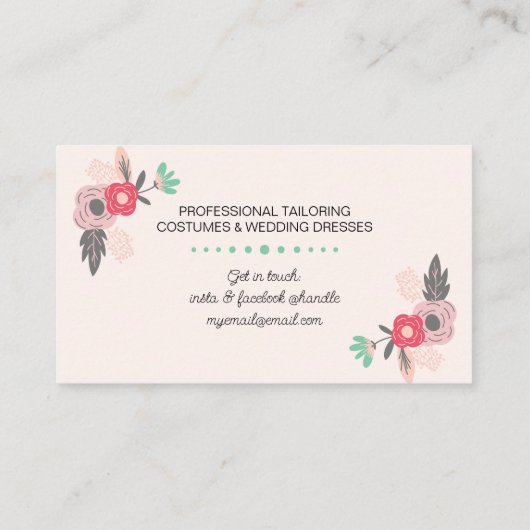  naaimachine en QR-code Boho Floral Visitekaartje (Achterkant)