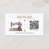 naaimachine en QR-code Boho Floral Visitekaartje (Voorkant)