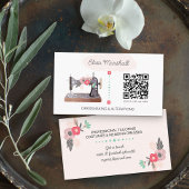  naaimachine en QR-code Boho Floral Visitekaartje