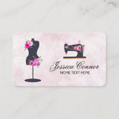 Naaimachine en QR Code lente wilde bloemen Visitekaartje (Voorkant)