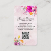 Naaimachine en QR Code lente wilde bloemen Visitekaartje (Achterkant)