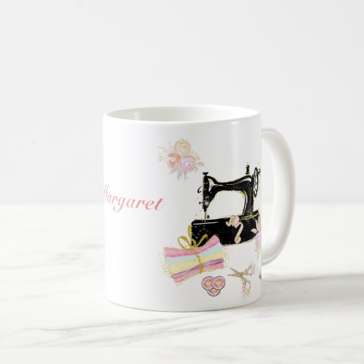 naaimachine en stof koffiemok (Voorkant rechts)