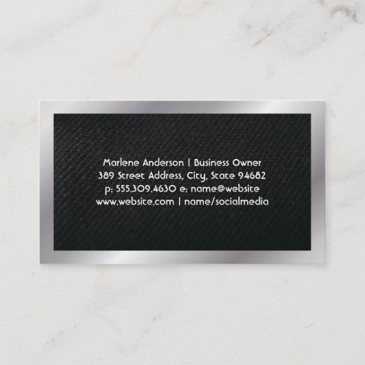 Naaimachine en stof visitekaartje (Achterkant)