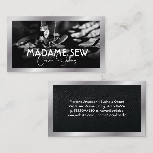 Naaimachine en stof visitekaartje (Voorkant / Achterkant)