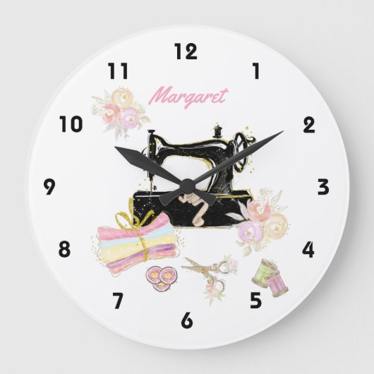 naaimachine en -verbinding grote klok (Voorkant)