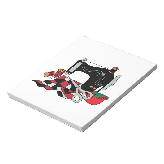 naaimachine en watten notitieblok (Linkerzijde)