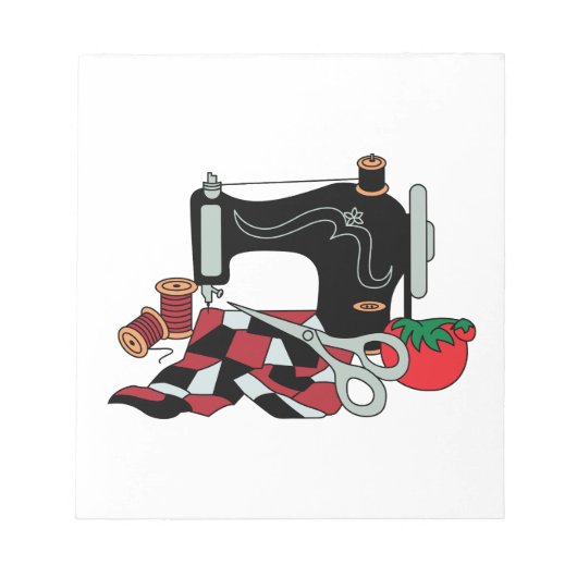 naaimachine en watten notitieblok (Voorkant)