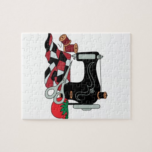 naaimachine en wattenstaafmachine legpuzzel (Horizontaal)