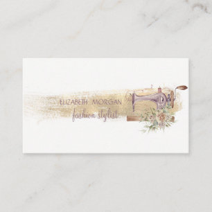 Naaimachine Faux Gold Folie Brush Stroke, Wit Visitekaartje