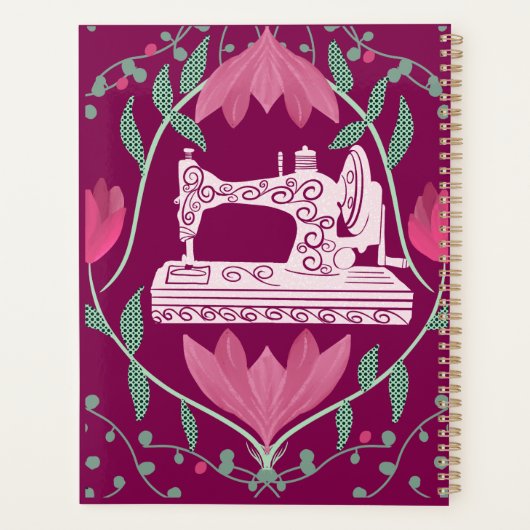  naaimachine: Floral Fuschia gepersonaliseerd Planner (Achterkant)