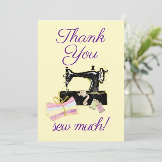 Naaimachine Funny Flat Bedankkaart (Staand voorkant)