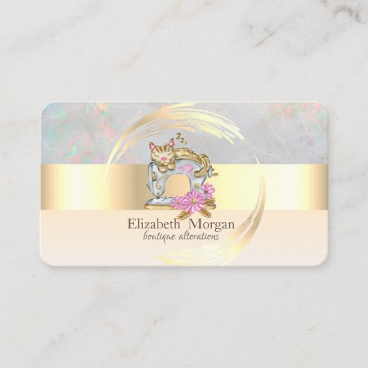 Naaimachine Gold Stripe Opal Holographic Visitekaartje (Voorkant)