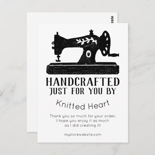 Naaimachine handgemaakt dank u kaart (Voorkant / Achterkant)