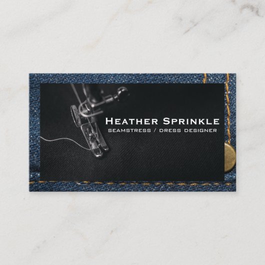 Naaimachine | Jeans | Stikken Visitekaartje (Voorkant)