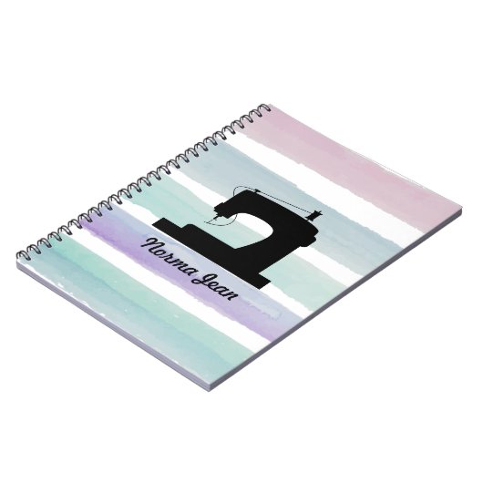 naaimachine / Jouw naam Waterverf gestreept Notitieboek (Linkerzijde)