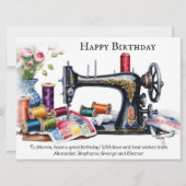  naaimachine katoenen rollen Happy Birthday Kaart (Voorkant)