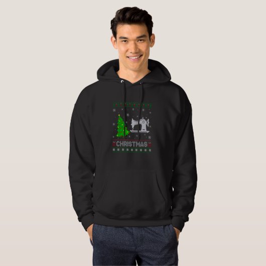 Naaimachine kerstboom Lighting Ugly Christmas S Hoodie (Voorkant volledig)