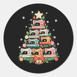 Naaimachine Kerstboom Steek Brei Naai Kerstmis Ronde Sticker