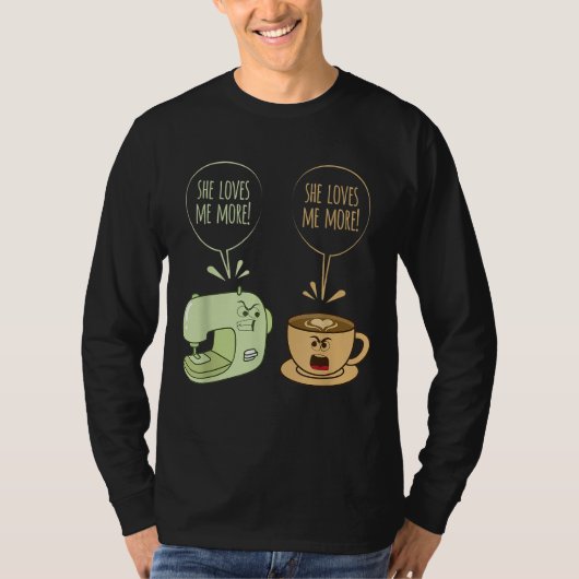 Naaimachine Koffie Funny Sew Quilting Seamstres T-shirt (Voorkant)