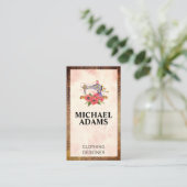  naaimachine | Leren textuurrand Visitekaartje (Staand voorkant)