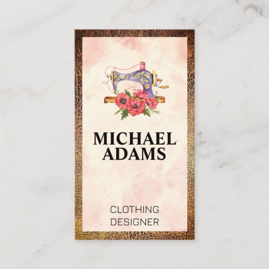 naaimachine | Leren textuurrand Visitekaartje (Voorkant)