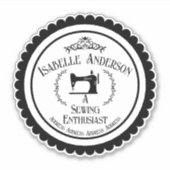 Naaimachine liefhebber zwart wit sticker (Voorkant)