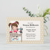 Naaimachine meisje kaart (Staand voorkant)