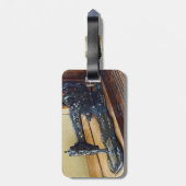  naaimachine met bloemenmotief bagagelabel (Achterkant verticaal)