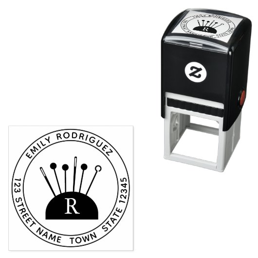 Naaimachine met rubberstempel  zelfinktende stempel (In situ)