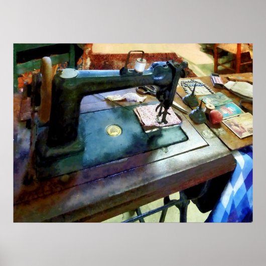 naaimachine met schaar poster (Voorkant)