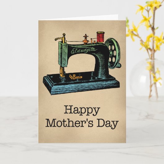 naaimachine Moederdag Kaart (Gele Bloem)