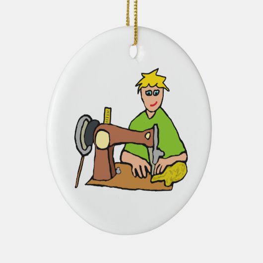 Naaimachine naaddruk keramisch ornament (Rechts)